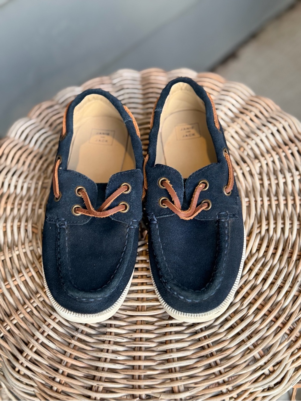 Janie and Jack Boys Navy Suede Leather Boat Shoes Loafers Size 13